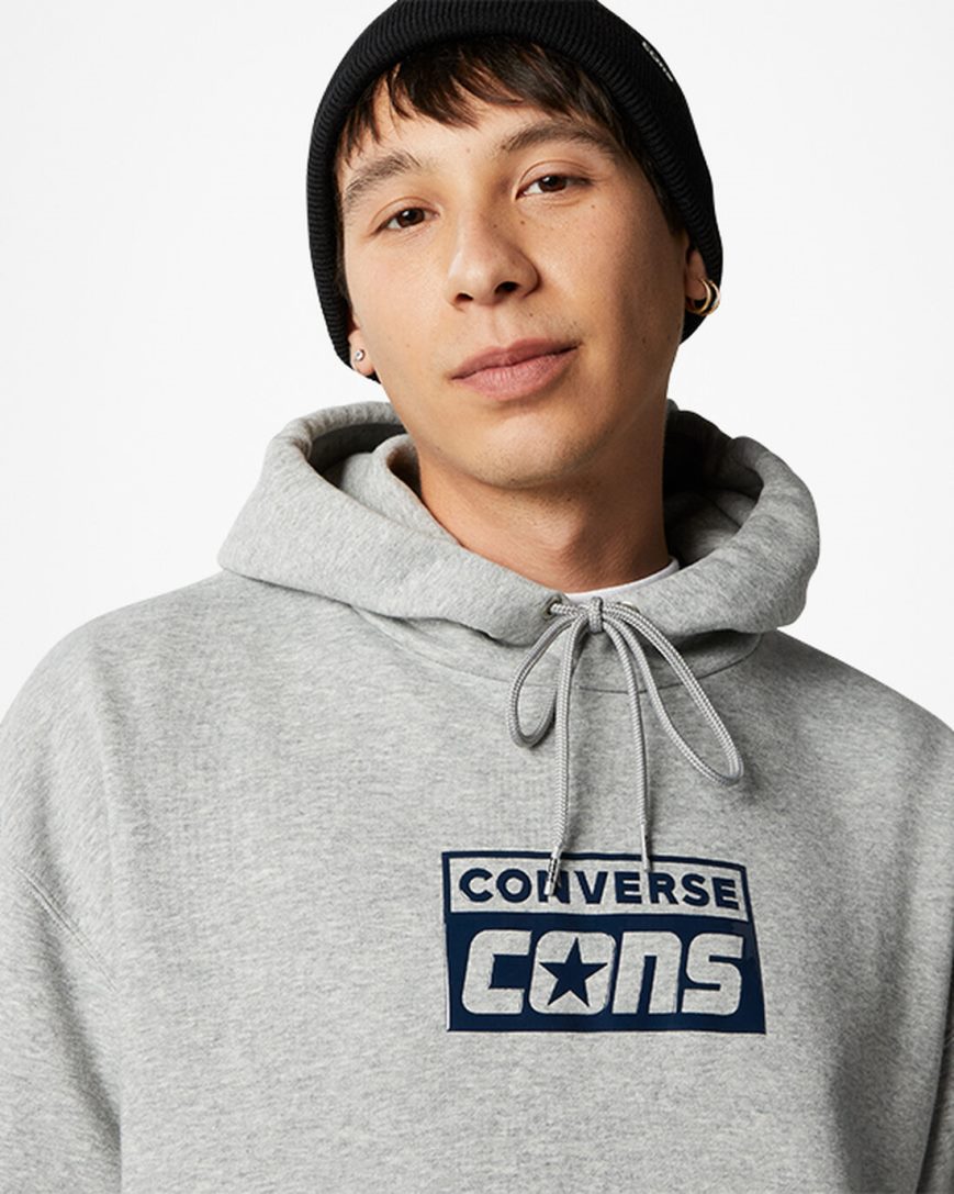 Hanorac Cu Gluga Barbati Converse CONS Fleece Pullover Gri | RO S0CJE398